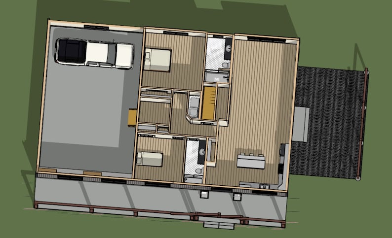 Barndominium House Plan Luxury Barndominium Ranch with 2 Bedrooms 1500 sqft Floorplan H11 image 5