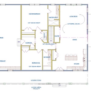 Barndominium House Plan Luxury Barndominium Ranch with 2 Bedrooms 1500 sqft Floorplan H11 image 4