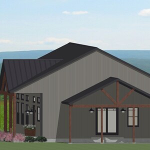 Barndominium House Plan Luxury Barndominium Ranch with 2 Bedrooms 1500 sqft Floorplan H11 image 2