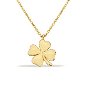 14K Gold Clover Necklace - 4 Leaf Floral Necklace- Dainty Shamrock Clover Pendant-  Lucky Clover Jewelry- Mother&#39;s Day Gift- Birthday Gift
