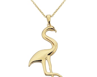 14K Gold Flamingo Pendant Necklace – Elegant Beach Jewelry