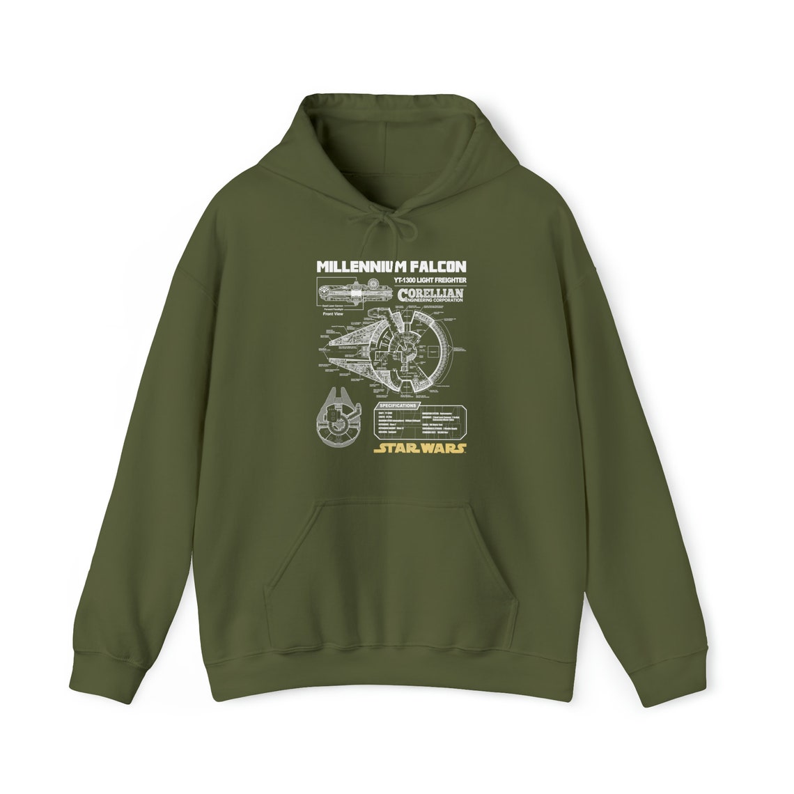 Urban Backwoods AK-47 Blueprint Graphic Hoodie - Unisex Pullover Sweatshirt With Front Pocket
