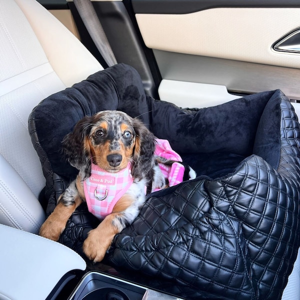 Luxury Pet Travel Booster Bed | 2 in 1 Travel Bed and Car Booster Bed | Dog Car Seat Cover | Travel-Anxiety and Travel-Sickness Relieving