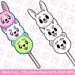 Cute Clipart SVG Kawaii Dango Digital Instant Download, Sticker, Cricut ...