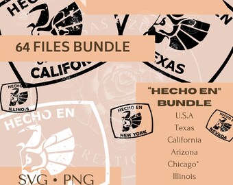 Plik cyfrowy Bull Hecho w pakiecie do projektów spersonalizowanych Teksas Kalifornia USA Illinois Nevada Arizona Obrazy stanowe do personalizacji