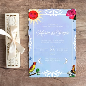 Plantilla personalizable de invitación de boda de lotería, invitación creativa para fiesta mexicana, elegante tarjeta de despedida de soltera, decoración de fiesta personalizada, plantilla Canva