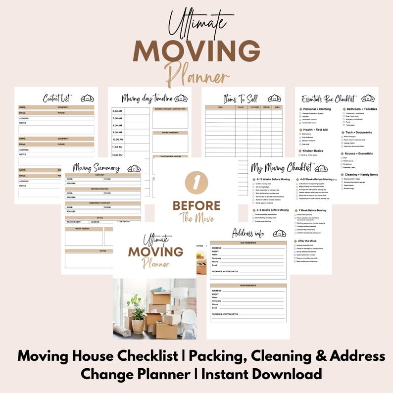 Ultimate Moving Planner Printable | Moving House Checklist | Packing ...