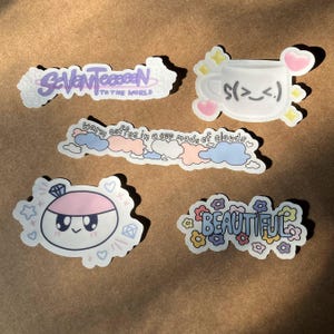 Divers autocollants svt (transparents) - nuage céleste, bangbongie, tasse woozi 3d, dieu de la musique, beau, dix-sept