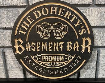 Custom Wood Bar Sign | Custom Name Engraving | Personalized Bar Sign | Engraved Wooden Sign | Wood Sign | Outdoor Wood Sign