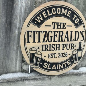Custom Irish Pub Sign | Personalized Irish Bar Wall Art | Home Decor | Engraved Wood Sign | Wood Speakeasy Art | Drinking Sign 画像 2