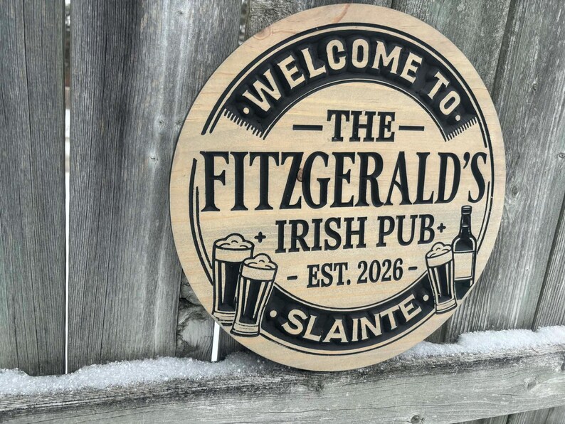 Custom Irish Pub Sign | Personalized Irish Bar Wall Art | Home Decor | Engraved Wood Sign | Wood Speakeasy Art | Drinking Sign 画像 2