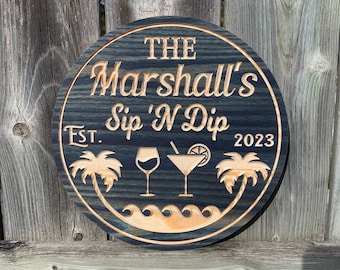 Custom Rustic Wood Beach Sign – Personalized Coastal Decor, Beach House Gift, Gift for Him or Her