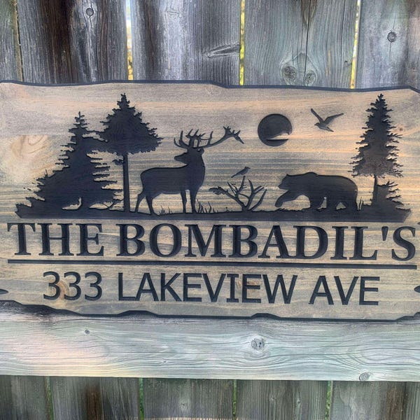 Personalized Rustic Address Sign – Custom Wood House Number, Cabin, Cottage, Front Porch, Farmhouse Wall Decor