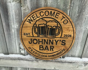 Personalized Wood Bar Decor – Custom Bar Wall Art, Mancave Sign, Gift for Husband, Wood Wall Plaque, Basement Pub Sign