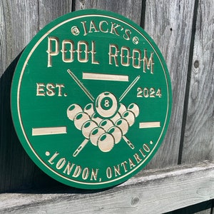 Custom pool Room Sign | Personalized Wood Sign | Wooden Bar Sign | Custom Engraved Wood Sign | Engraved Dartboard Mancave Sign, Wooden Sign