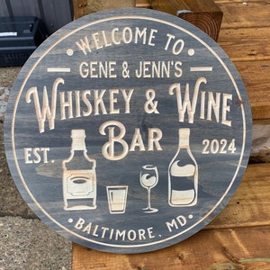 Custom Bar Sign | Personalized Wood Sign | Wooden Bar Sign | Custom Engraved Wood Sign | Wine Bar Whiskey Bar