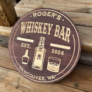 Custom Whiskey Bar Sign | Personalized Wood Sign | Wooden Bar Sign | Custom Engraved Wood Sign | Man Cave Sign | Basement Bar Whiskey