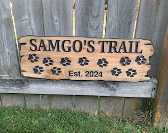 Custom Dog Trail Sign | Trail Sign | Outdoor Sign | Custom Engraved Sign | Personalized Pet Name Sign | Engraved Wooden Sign | Wood Sign