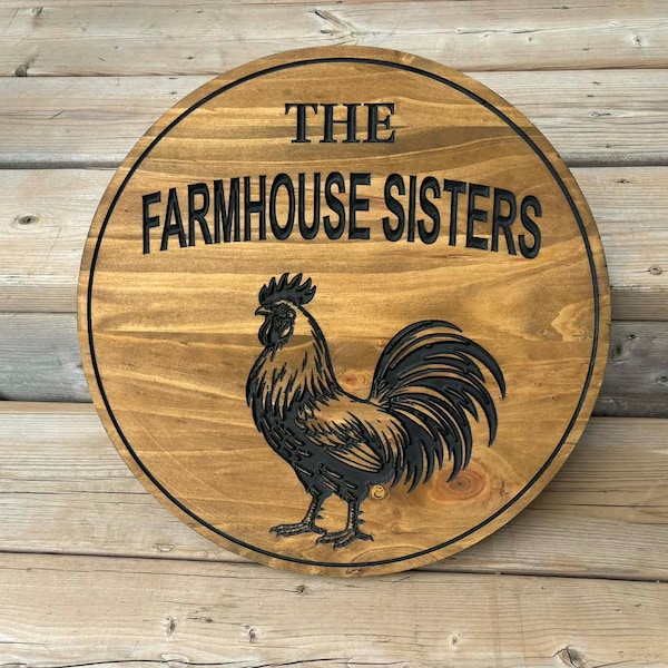Custom Wooden Chicken Coop Sign | Personalized Wooden Logo Wall Decor | Farm Ornament | Rustic Rooster Sign | Wood Art | Custom Wood Signage