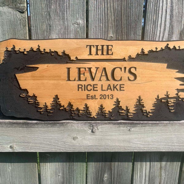 Personalized Lakehouse Sign | Custom Cottage Wood Sign | Family Name Sign | Outdoor Lake Decor Lodge Wall Art | Camp Wall Plaque | Lake Art