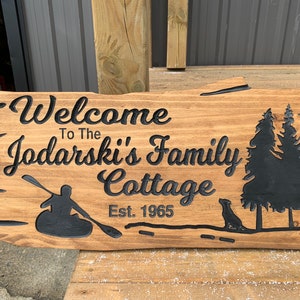Outdoor Cottage kayak Sign | Custom Cottage Sign | Wood Cottage Sign | Anniversary Gift | Welcome Sign | Rustic Cottage Sign | Engraved Sign