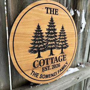 Placa personalizada para chalé em pinho, decoração externa para chalé, arte de parede estilo fazenda, placa com nome personalizado, decoração em madeira personalizada, placa de parede para cabana. imagem 3