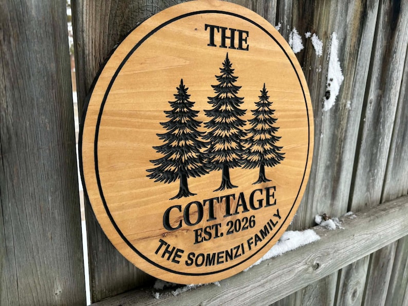 Placa personalizada para chalé em pinho, decoração externa para chalé, arte de parede estilo fazenda, placa com nome personalizado, decoração em madeira personalizada, placa de parede para cabana. imagem 3