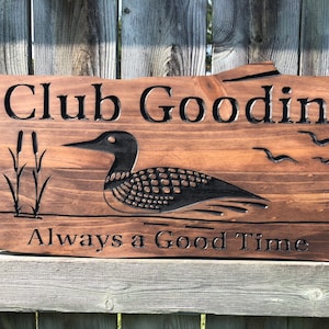 Custom Outdoor Cottage Sign | Wooden Anniversary Gift | Personalized Lakehouse Sign | Rustic Cottage Sign | Engraved Sign | Wood Sign | Loon