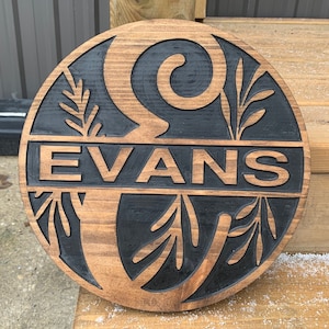 Custom Monogram Sign – Personalized Family Last Name Established Rustic Wedding Gift & Home Decor for Newlyweds