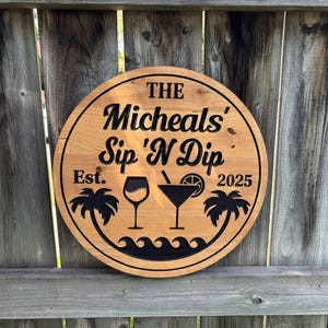 Custom Poolside Bar Sign – Outdoor Backyard Bar Decor, Weatherproof Patio Sign, Personalized Pool Bar Art