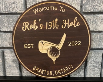 Custom Golf Sign | Custom Name Engraving | Personalized Golf Sign | Father&#39;s Day Gift | Engraved Wooden Sign | Wood Sign