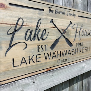 Custom Rustic Cottage Sign | Custom Engraved Lakehouse Sign | Outdoor Cottage Sign | Personalized Family Name Sign Active