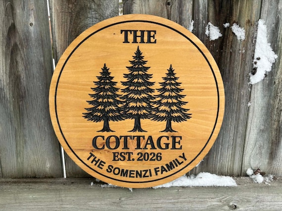 Custom Wispy Pine Cottage Sign, Outdoor Cottage Decor, Farmhouse Wall Art, Personalized Name Sign, Custom Wood Decor, Cabin Wall Plaque