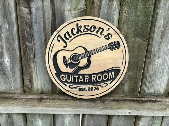 Custom Guitar Studio Sign For Music Room Decor Guitar Wall Art Gift for Guitar Player, Personalized Music Name Sign | Guitar Room Gift
