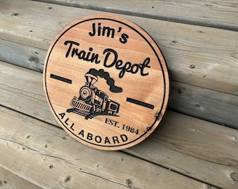 Personalized Train Room Sign | Custom Wood Train Decor | Kids Nursery Wall Sign | Handmade Name Sign