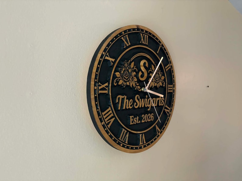 Design Letter R. Wood 5th Anniversary Gift Wood Clock | Personalized Wooden Wall Clock House ...