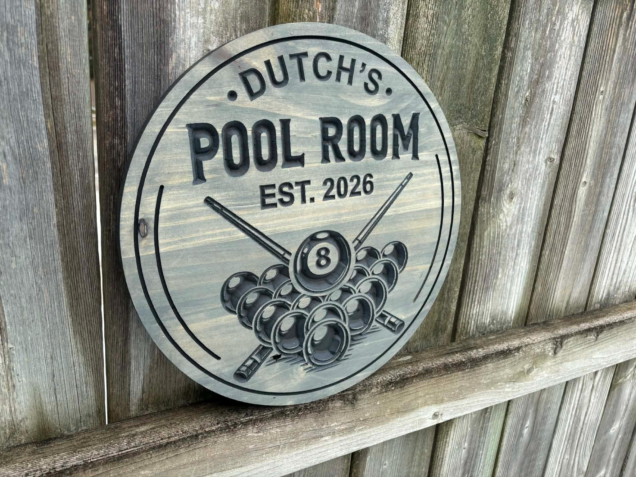 Rustic Pool Room Sign – Custom Engraved Wood Bar Sign, Game Room Wall ...