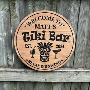 Tiki Bar Sign | Wooden Tiki Bar | Backyard Bar Sign | Personalized Bar Sign | Custom Outdoor Sign | Backyard Wood Bar Sign |  Bar Decor