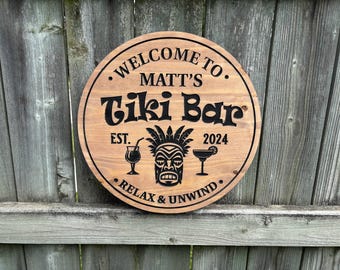 Tiki Bar Sign | Wooden Tiki Bar | Backyard Bar Sign | Personalized Bar Sign | Custom Outdoor Sign | Backyard Wood Bar Sign |  Bar Decor