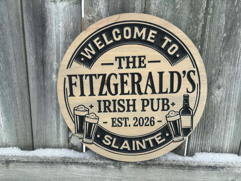 Custom Irish Pub Sign | Personalized Irish Bar Wall Art | Home Decor | Engraved Wood Sign | Wood Speakeasy Art | Drinking Sign 画像 1