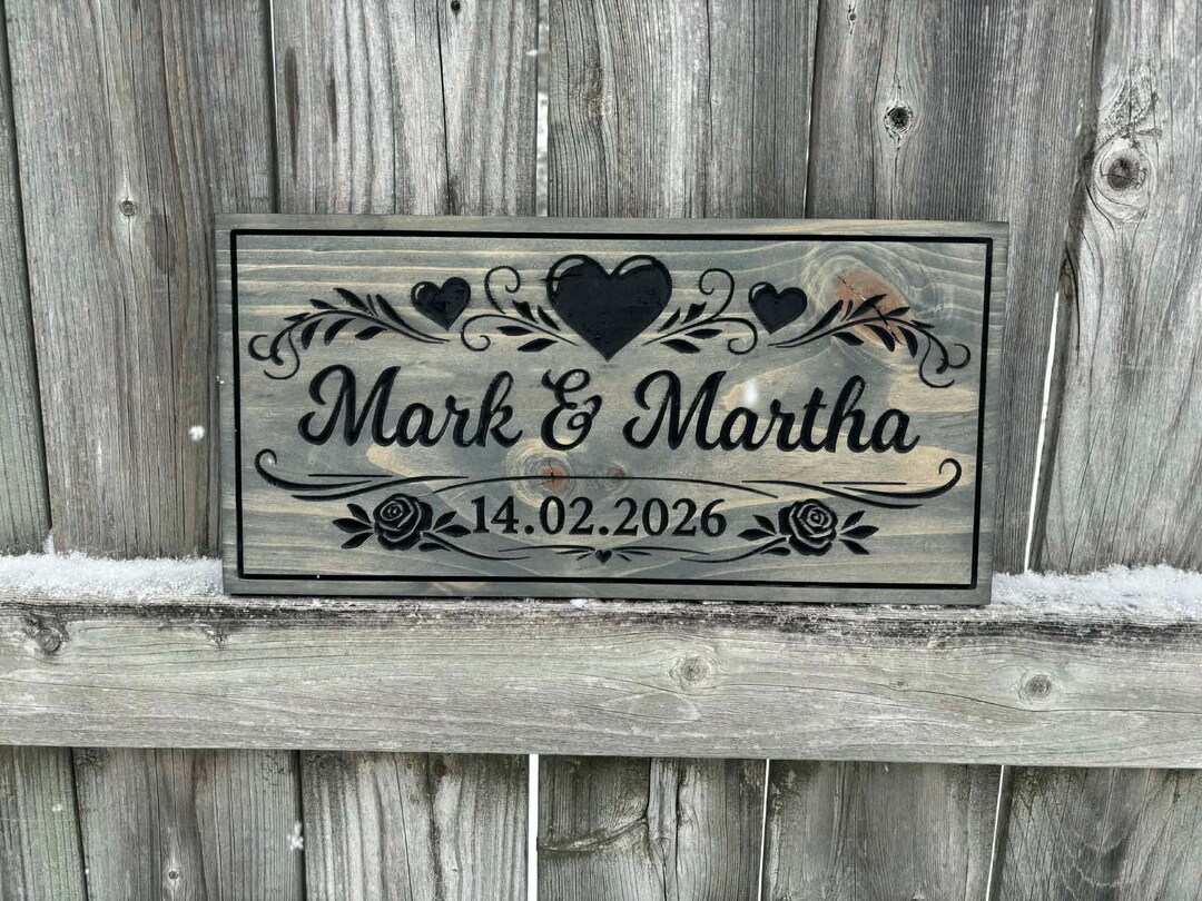 Custom Wood Couple Sign | Personalized Anniversary or Wedding Gift ...