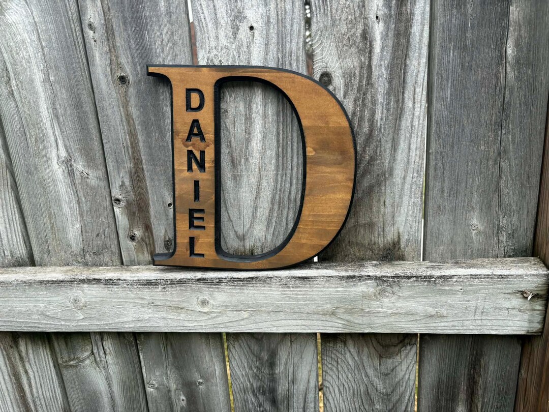Custom Engraved Wood Name Sign, CNC Carved Baby Nursery Decor, Solid ...