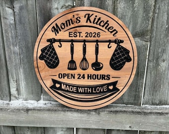 Custom Kitchen Sign – Personalized Kitchen Wall Decor, Wood Kitchen Signs, Rustic Kitchen Wooden Sign, Housewarming Gift, Kitchen Decor