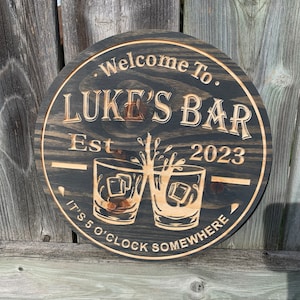 Custom Bar Sign – Personalized Home Bar Sign, Rustic Bar Decor, Man Cave Gift, Outdoor Bar Sign, Custom Pub Sign, Engraved Bar Name Sign