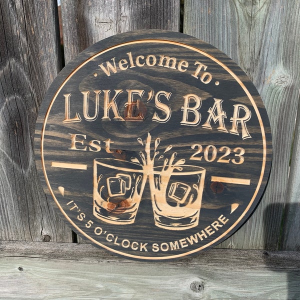 Custom Bar Sign | Personalized Wood Sign | Wooden Bar Sign | Custom Engraved Wood Sign