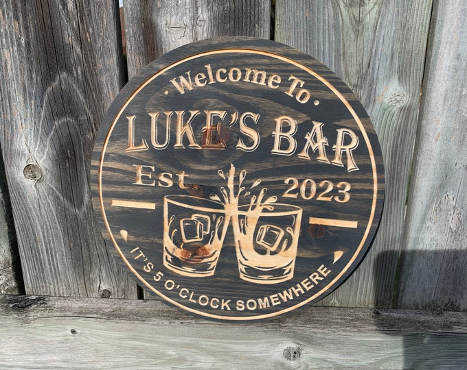 Custom Bar Sign | Personalized Wood Sign | Wooden Bar Sign | Custom Engraved Wood Sign