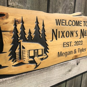 Custom Outdoor Cottage Sign | Wooden Anniversary Gift | Personalized Lakehouse Sign | Rustic Cottage Sign | Engraved Sign | Wood Sign | Loon