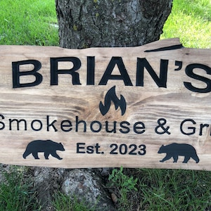 Custom Outdoor BBQ Sign | Wood Grill Sign | Anniversary Gift | Father&#39;s Day Birthday Gift | Rustic Sign | Engraved Sign | Wedding Gift