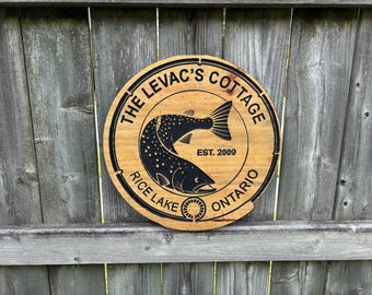 Personalized Fishing Sign Custom Lake Decor, Rustic Cabin Wall Art, Fisherman Gift, Cottage Wood Sign