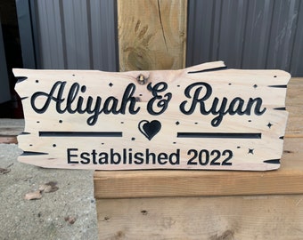 Custom Wood Family Name Sign, Personalized Last Name Sign, Home Wall Decor, Wedding & Anniversary Gift, Housewarming Welcome Sign